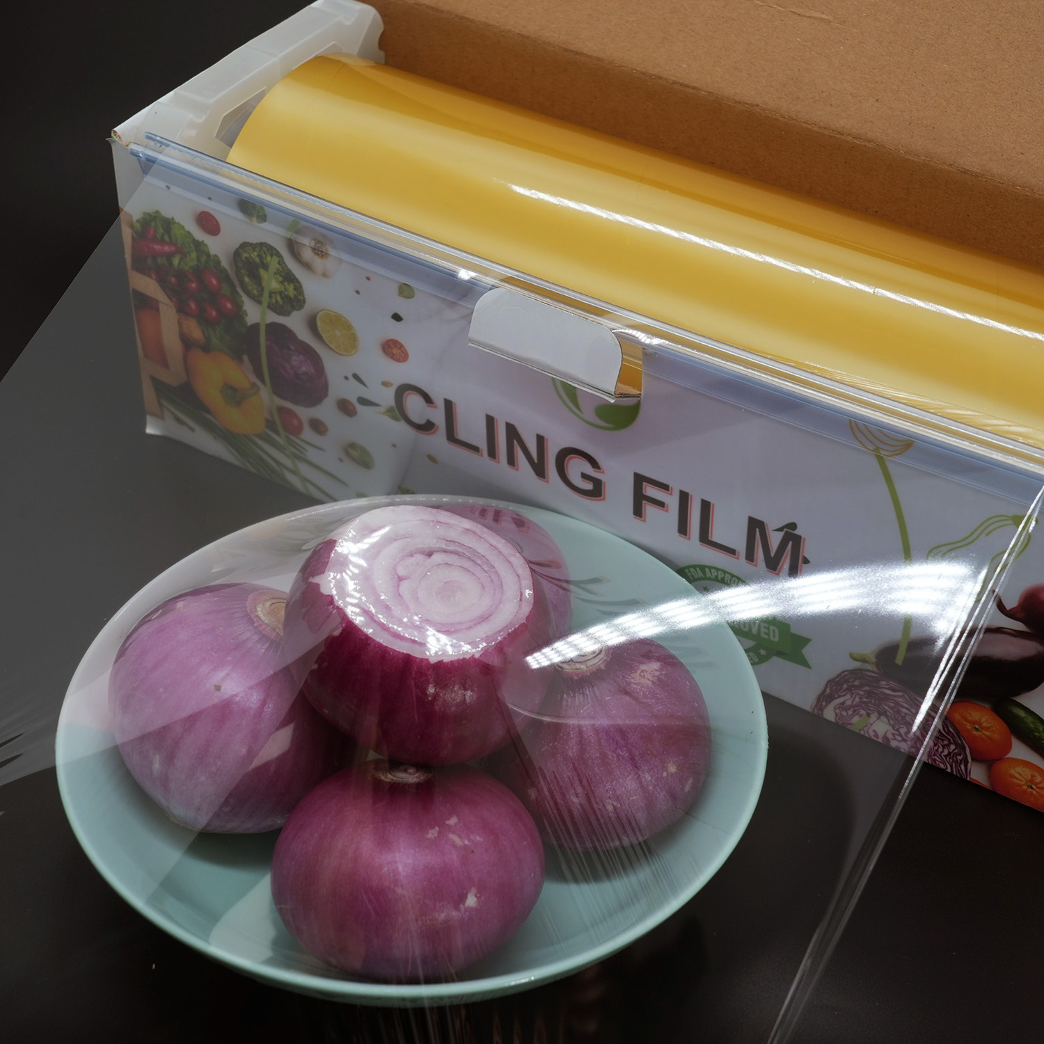 Película adhesiva de PVC de calidad alimentaria de primera calidad con caja cortadora: envoltura de cocina 100% libre de BPA para mayor frescura