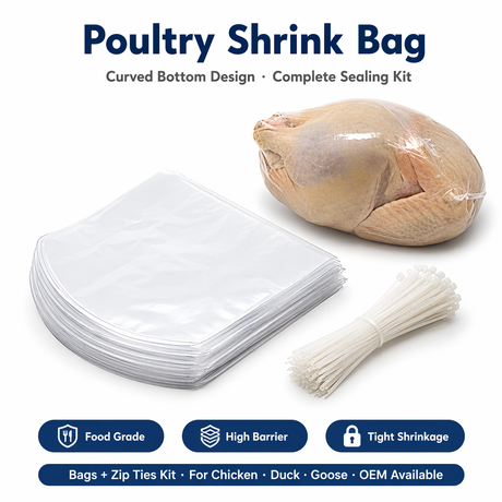 El plástico de embalar del pollo de la impresión personalizada empaqueta el bolso del encogimiento del vacío para empaquetar el pollo congelado